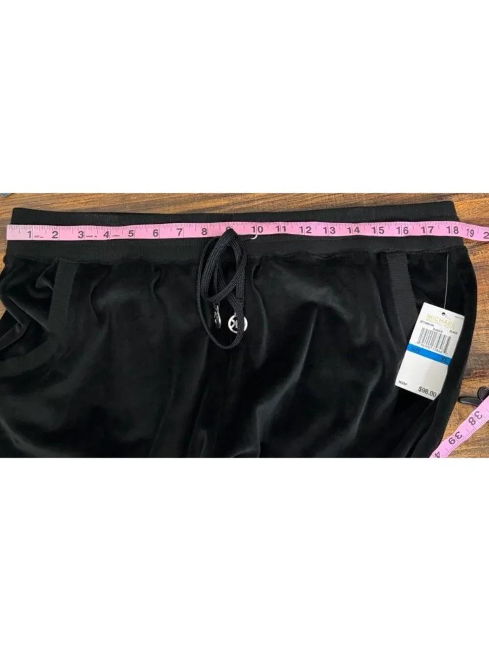 Michael Kors Velour Wide Leg Pants Women's Size XL Black Drawstring Lounge NWT